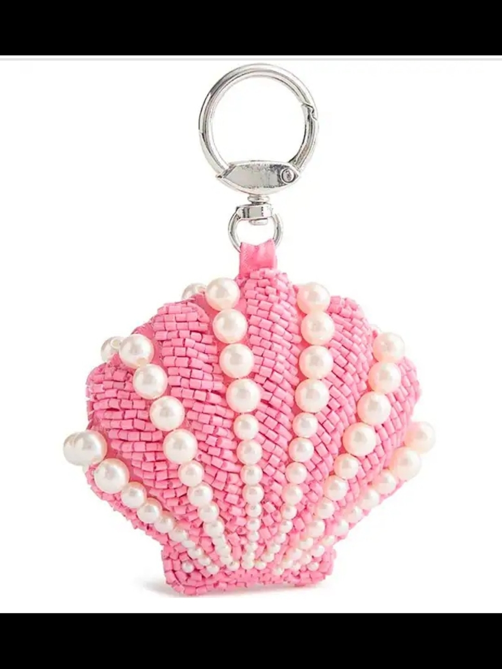 Pink Pearl-Embellished Shell Keychain Bag Charm Vera Bradley